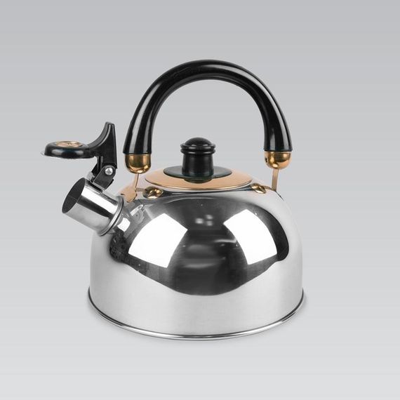 Чайник 1.6 л Maestro Basic MR-1300-BLACK з нержавіючої сталі зі свистком для всіх типів плит | Зображення 1