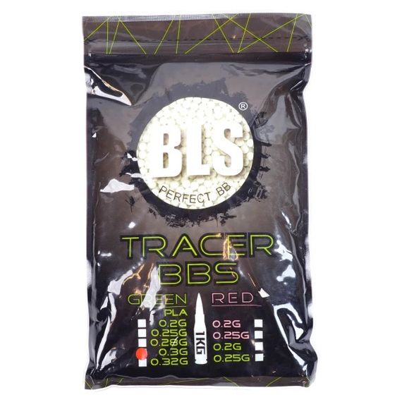 Шарики для страйкбола трассерные BLS BLS-WHITE-030-1-TRACER 0.30 1 кг 3350 шт зеленые