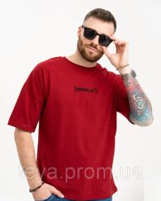 Футболка для чоловіків колір бордовий розмір S FI_007160