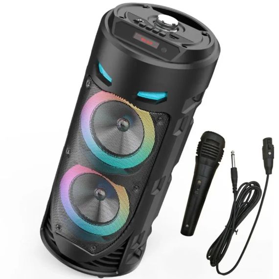 Портативная Bluetooth-колонка Sing-e ZQS4239 с LED-подсветкой / Беспроводная колонка для вечеринок с микрофоном 30W | Зображення 2