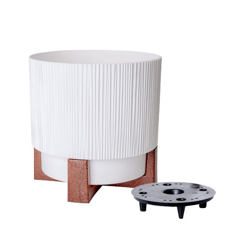 Вазон Осло зі вставкою та декоративною підставкою 12см білий Алеана