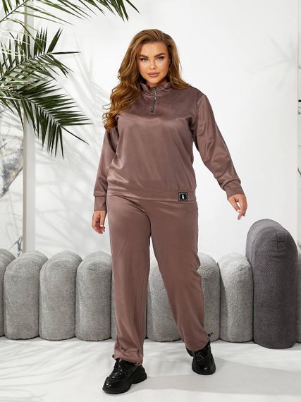 Женский спортивный костюм весна-осень свитшот и джоггеры NB24049 цвет мокко, размер 42/44 | Зображення 7