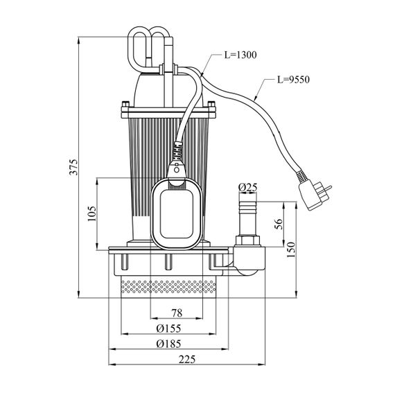 Насос дренажний Pumpman QDX1,5-24-0,55 кВт Hmax 25 м Qmax 7,2 куб.м 550 Вт | Зображення 1