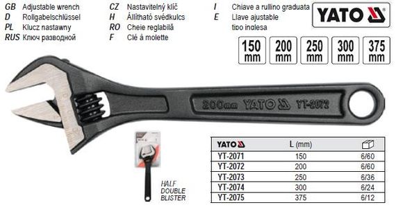 Ключ разводной розвідний L=150 мм YATO YT-2071