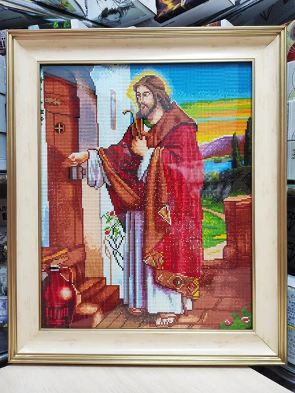 Алмазна мозаїка Ікона Ісус стукає у двері 40х50 см ColorArt  SP009 | Зображення 3