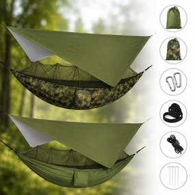 Кемпинговый гамак с москитной сеткой и тентом от дождя / Гамак-палатка производная для отдыха на природе 260*140CM