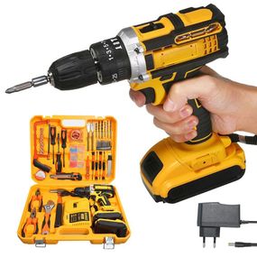 Ударный шуруповерт 12В с набором инструментов + 2 аккумулятора / Аккумуляторный шуруповерт в кейсе