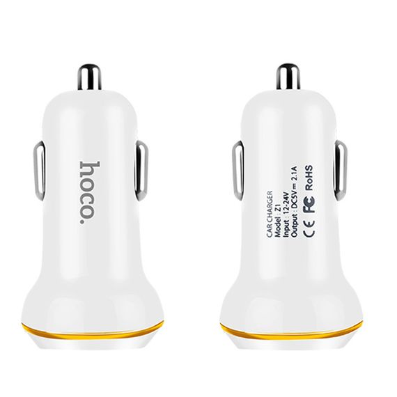 АЗП Hoco Z1 2.1A (2USB-A) Білий | Зображення 3