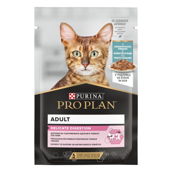 Вологий корм Purina Pro Plan Delicate Digestion для котів з чутливим травленням з рибою 30*85г | Зображення 1