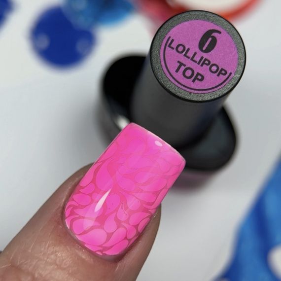 Вітражний топ Crooz Lolipop Top №6 (солодкий неоновий рожевий із магічним світінням) 8мл | Зображення 1