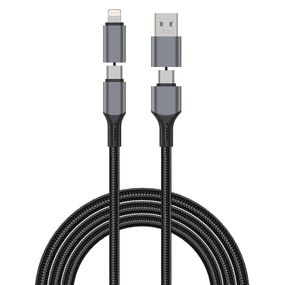 Дата кабель WIWU C085 Raptor Pro 4in1 Type-C to USB/Type-C to Lightning 240W (1.2m) Black