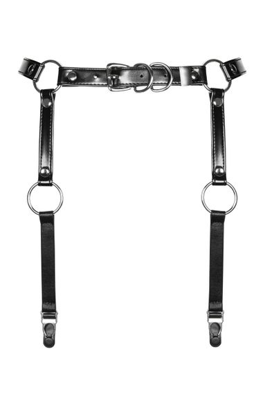 Гартери Obsessive A741 garter belt black O/S, штучна шкіра | Зображення 1