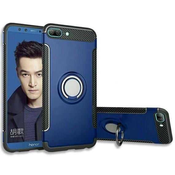 Протиударний чохол з кільцем для Huawei Honor 9 lite колір Синій