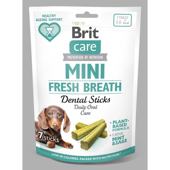 Ласощі Brit Care Mini Treats Fresh Breath д/собак малих порід д/зубів і свіжості подиху 7 шт/120 г | Зображення 2