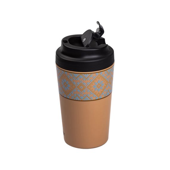 Термочашка Вышиванка с фарфоровой колбой 380 мл оранжевая HP-14-50O | Зображення 2