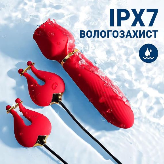 Силиконовый вибратор с вибро-зажимами для сосков 16.8 см 10 режимов Розовый | Зображення 5