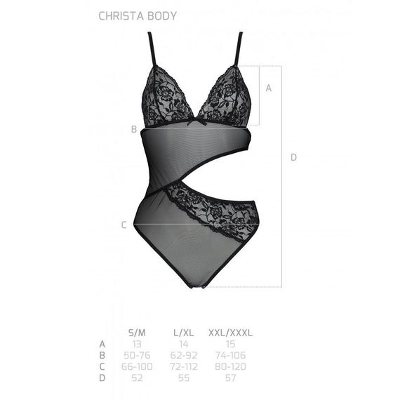 Боді з ажурним ліфом Passion CHRISTA BODY L/XL, black | Зображення 4