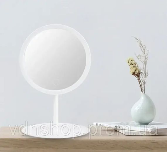 Зеркало для макияжа, косметическое зеркало с LED с яркой лед подсветкой, встроенным аккумулятором, белое