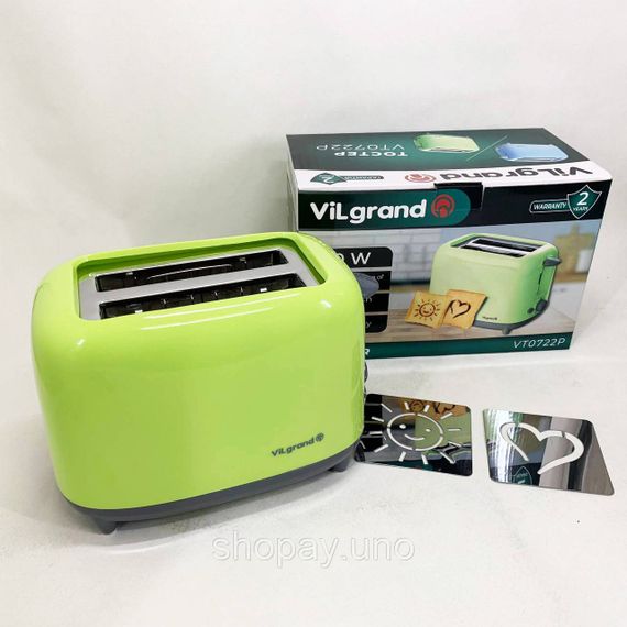 Хороший тостер для хлеба VILGRAND, Электрический тостер на 2 отделения для гренок с подогревом DJ-62 | Зображення 3