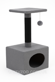 Кігтеточка для котів PolyPet будиночок квадратний сірий 31x31x61 см КРД/0150-20