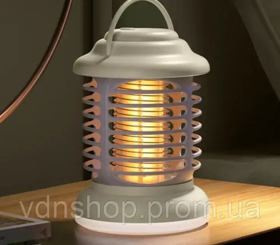 Лампа-фонарь кемпинговая антимоскитная с аккумулятором 1200 мАч и зарядным кабелем светодиодным освещением против комаров | Зображення 1