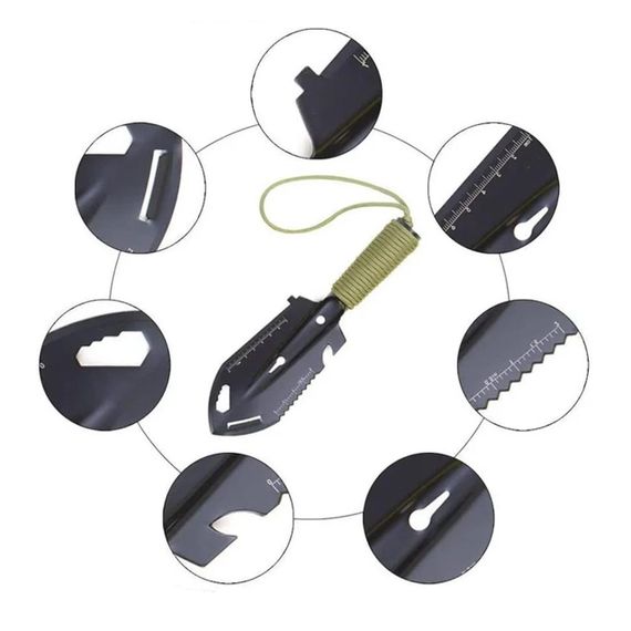 Туристическая лопата-мультитул 10в1 с чехлом / Многофункциональная саперная лопата / Тактическая лопата для | Зображення 2