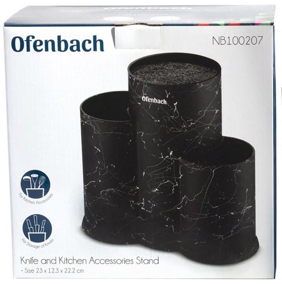 Підставка-колода Ofenbach Black Marble для кухонних ножів і ножиць 23х12х22см, потрійна кругла | Зображення 5
