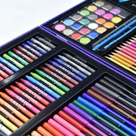 Набір для малювання у кейсі 128 предметів, Космонавт, Синій / Дитячий набір для творчості / Набір художника YU227 | Зображення 2