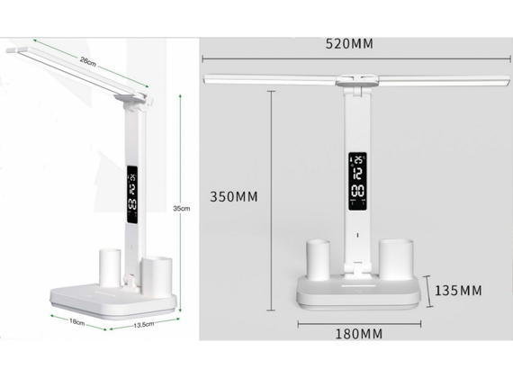 Настільна лампа Luxel TL-16W, 6 Вт, світлодіодна, акумуляторна, USB, з LED-екраном, біла | Зображення 3