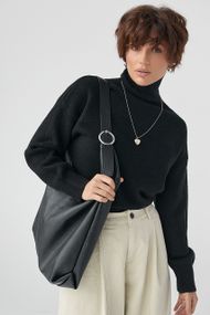 В'язаний однотонний гольф вільного фасону - чорний цвет, ONE SIZE (є розміри)