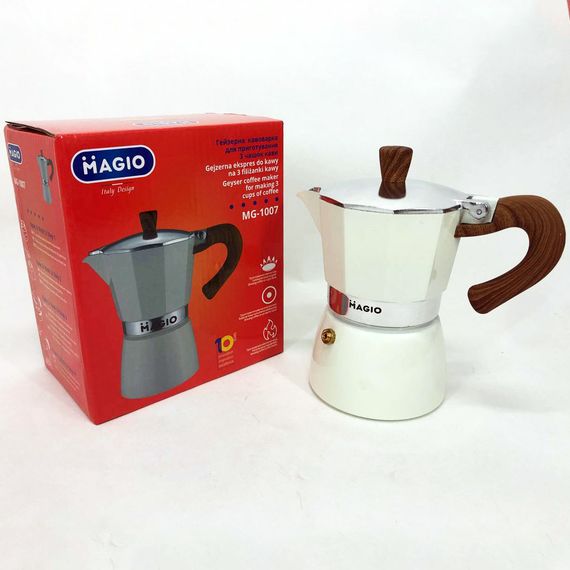 Гейзерная кофеварка Magio MG-1007, гейзерная кофеварка из нержавейки, кофеварка HF-496 для дома | Зображення 6