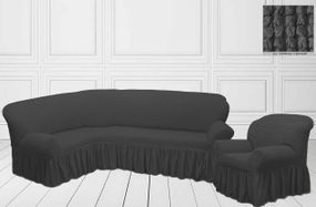 Чохол на кутовий диван + крісло 22-Темно-сірий