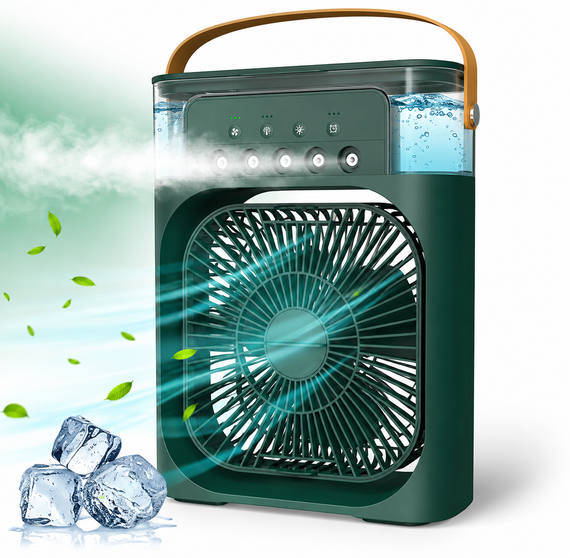 Вентилятор кондиционер увлажнитель 3в1 с контейнером для льда Mini Portable USB Air Cooling Fan 9418 Зеленый | Зображення 1