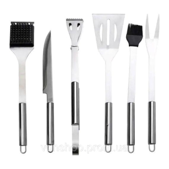 Набір аксесуарів для барбекю, мангала, гриля 6 предметів 40х10х5 см мангальне приладдя HP-20-73 | Зображення 1