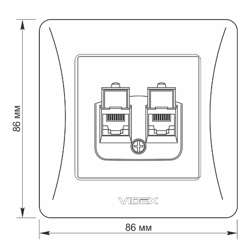 BINERA білий Розетка внутрішня 2-а CAT6+CAT6 комп'ютерна Videx | Зображення 3