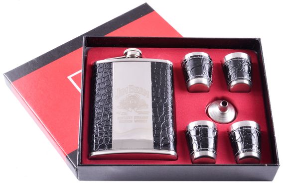 Подарочный набор 6в1 "Johnnie Walker" Фляга, 4 рюмки, лейка GT-177 | Зображення 1