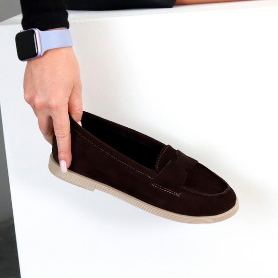 Зручні туфлі лофери натуральна замша колір Шоколад | Зображення 1