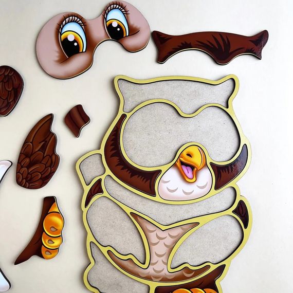 Дерев'яний пазл-вкладиш "Сова" Ubumblebees (ПСД087) PSD087 пазл-контур | Зображення 1