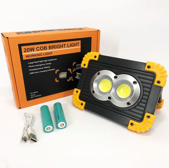 Прожектор светодиодный X-Balog L802-20W-2COB+1W, фонарь прожектор светильник, аварийная лампа | Зображення 1