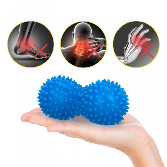 Масажний м'яч подвійний з шипами 4FIZJO Spike+ 7 x 16 см Blue (P-5905973403337) | Зображення 4