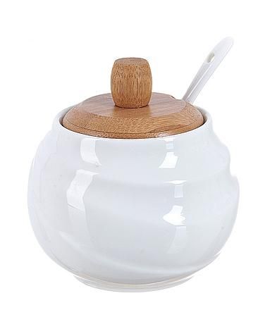 Цукорниця Ceram-Bamboo 300мл з ложкою і бамбуковою кришкою