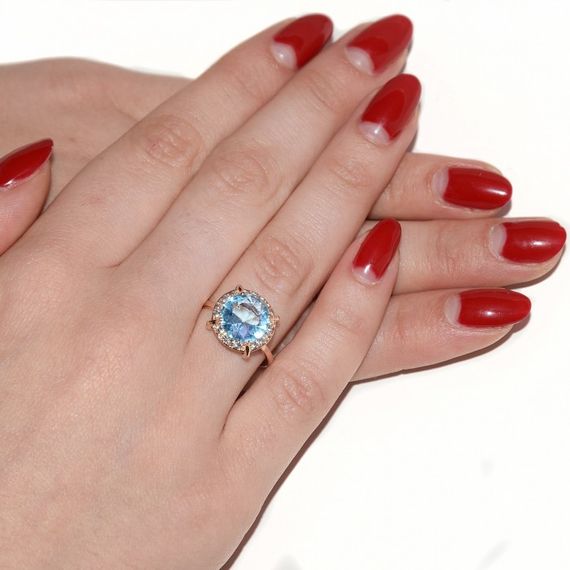 Кольцо из красного золота с большим топазом 21.5 | Зображення 3