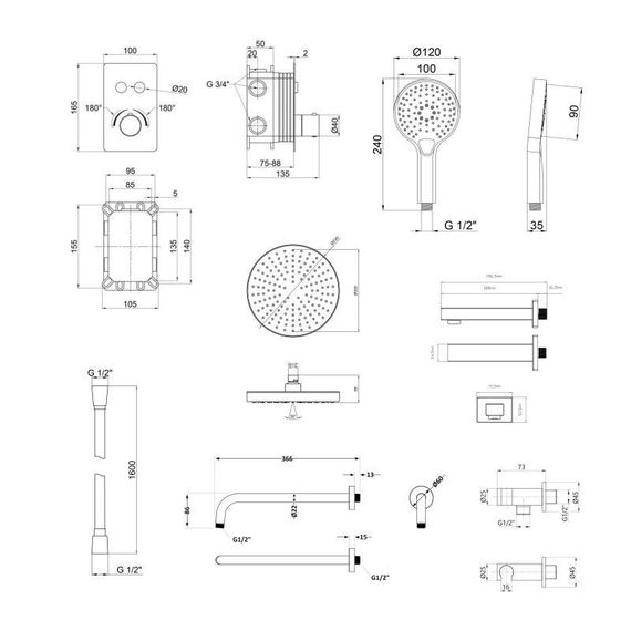 Акційний набір Qtap: Змішувач для душу Votice QTVOT6443T105NKB+Лійка QTHLAVA228O1ZBB+Лійка | Зображення 1