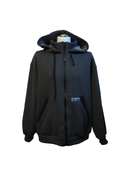 Худи мужской серый меланж теплый зимний толстовка с капюшоном футер трехнитка с начесом 52