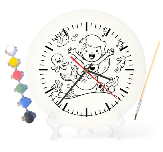 Детский набор для творчества часы раскраска Маленькая Русалочка 30 см (Г0204)