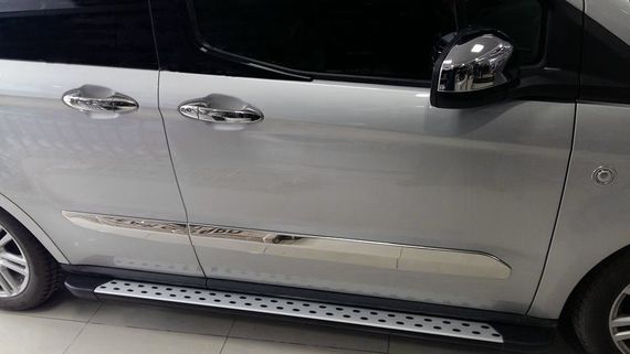 Накладки на ручки (4 шт., нерж.) OmsaLine - Італійська нержавійка для Ford Courier 2014-2024 рр | Зображення 1