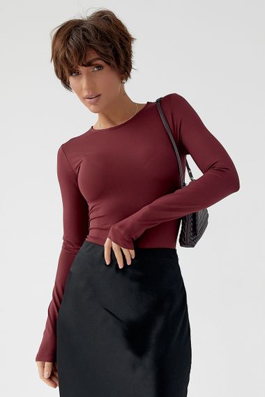 Еластичне однотонне боді - бордо цвет, M (є розміри) | Зображення 4