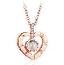 Кулон підвіска з проекцією I love you Я тебе люблю 100 мовами світу у формі серця | Зображення 4