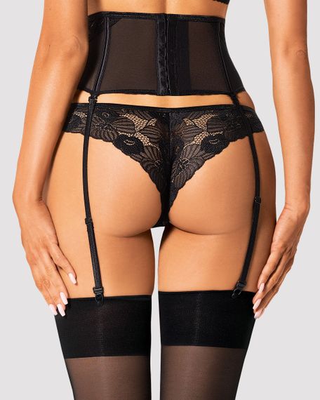 Широкий пояс для панчох Obsessive Serena Love Чорний XL/2XL | Зображення 1