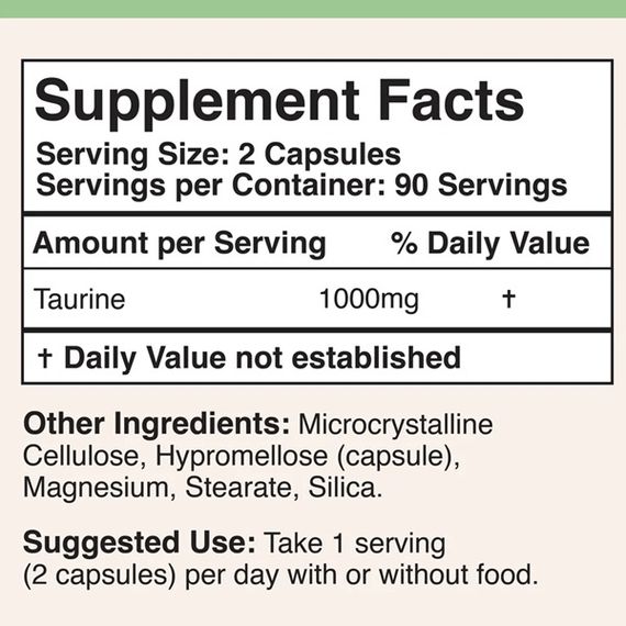 Таурін Double Wood L-Taurine 500 mg 180 Caps | Зображення 1